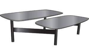 low table top in metallic anthracite ceramic stoneware black lacquered base 