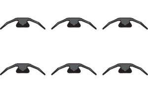 set of 6 wall hooks down black