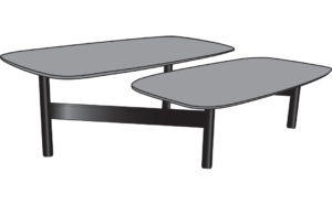 low table walnut top black lacquered base 