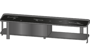  tv cabinet base & edging walnut gloss black marble-effect / plomb lacquer 