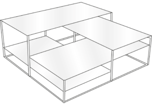 low table large tops in white lacquered steel 