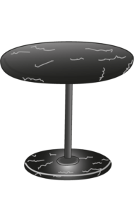 pedestal table bordeaux lacquered steel base black marble top