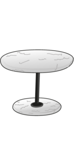 small pedestal table black lacquered steel base white marble top