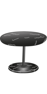  small pedestal table bordeaux lacquered steel base black marble top