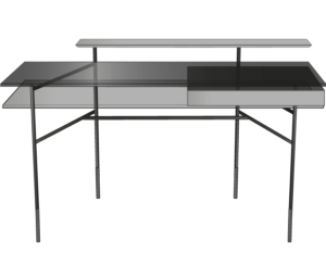 desk walnut top black lacquered steel base 