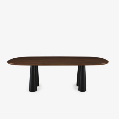 Hashira Dining table walnut base in black stained ash